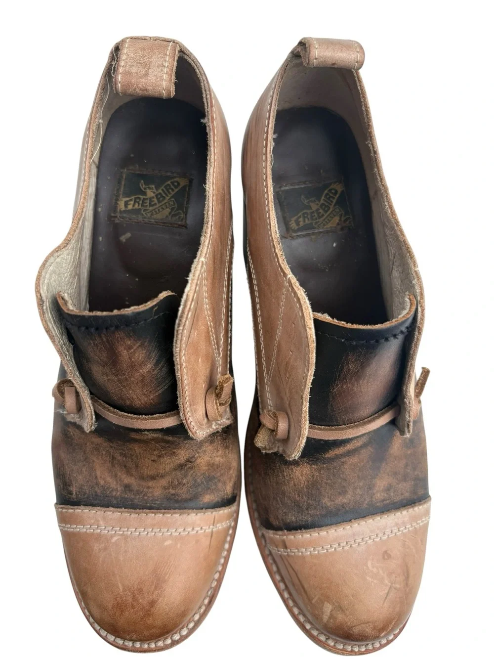 Freebird Catalina Leather Oxford Heels 8 Distressed Lace Up Shoes Bootie Boot - Picture 5 of 11